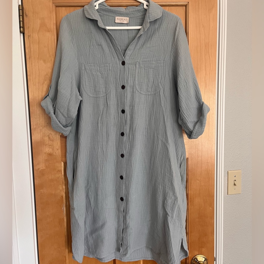 Nomad Light Blue Button-Front Maxi Dress - Picture 3 of 7